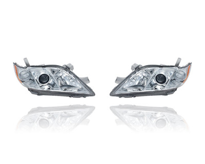 Headlight - Compatible/Replacement for '07-09 Toyota Camry Base/CE/LE/XLE (Japan Built) - Chrome Bezel - Pair, Left Driver + Right Passenger Set - 8113033652, 8117033652 Headlight - Compatible/Replacement for '07-09 Toyota Camry Base/CE/LE/XLE (Japan Built) - Chrome Bezel - Pair, Left Driver + Right Passenger Set - 8113033652, 8117033652