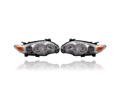 Headlight - Compatible/Replacement for '11-13 Toyota Corolla Base/L/LE (Japan Built) - Chrome Interior - Pair, Left Driver + Right Passenger Set - 8113012F10, 8117012F10 - CAPA Headlight - Compatible/Replacement for '11-13 Toyota Corolla Base/L/LE (Japan Built) - Chrome Interior - Pair, Left Driver + Right Passenger Set - 8113012F10, 8117012F10 - CAPA