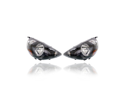 Headlight - Compatible/Replacement for '07-08 Honda Fit - Night Hawk Black (Code B92P) - Pair, Left Driver + Right Passenger Set - 33101SLNA01ZC, 33151SLNA01ZC