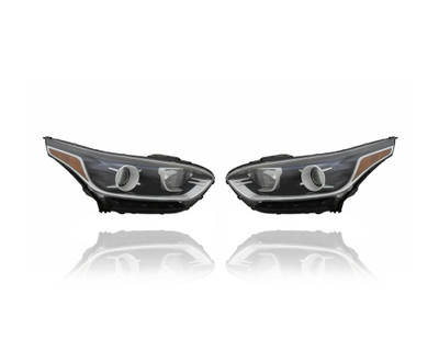 Headlight Assembly - Compatible/Replacement for '19-21 Kia Forte Sedan FE/LX/LXS - Halogen - Pair, Left Driver + Right Passenger Set - 92102M7000, 92101M7000 - CAPA