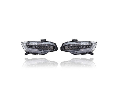 Headlight Assembly - Compatible/Replacement for '16-18 Honda Civic Sedan/Coupe, 17-19 Hatchback, 17-21 Si/Type-R Touring/Sport Touring - LED - Pair Set - 33100TBAA11, 33150TBAA11 Headlight Assembly - Compatible/Replacement for '16-18 Honda Civic Sedan/Coupe, 17-19 Hatchback, 17-21 Si/Type-R Touring/Sport Touring - LED - Pair Set - 33100TBAA11, 33150TBAA11