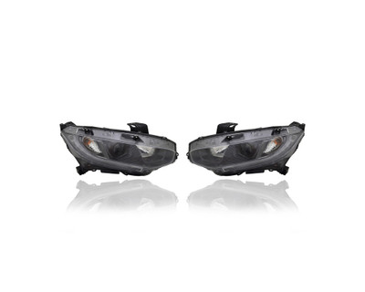 Headlight Assembly - Compatible/Replacement for '19-21 Honda Civic Sedan/Coupe DX/LX/Sport/EX/EXL - Halogen Black-Bezel - Pair, Left Driver + Right Passenger Set - 33100TBAA31, 33150TBAA31 - CAPA Headlight Assembly - Compatible/Replacement for '19-21 Honda Civic Sedan/Coupe DX/LX/Sport/EX/EXL - Halogen Black-Bezel - Pair, Left Driver + Right Passenger Set - 33100TBAA31, 33150TBAA31 - CAPA