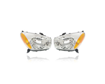 Headlight Assembly - Compatible/Replacement for '01-03 Toyota RAV4 Base/L - Halogen Chrome Interior Bezel - Pair, Left Driver + Right Passenger Set - 8111042190, 8115042190 Headlight Assembly - Compatible/Replacement for '01-03 Toyota RAV4 Base/L - Halogen Chrome Interior Bezel - Pair, Left Driver + Right Passenger Set - 8111042190, 8115042190