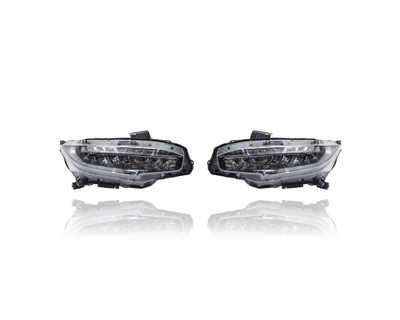 Headlight Assembly - Compatible/Replacement for '16-18 Honda Civic Sedan/Coupe, 17-19 Hatchback, 17-21 Si/Type-R Touring/Sport Touring - LED - Pair Set - 33100TBAA11, 33150TBAA11 - CAPA Headlight Assembly - Compatible/Replacement for '16-18 Honda Civic Sedan/Coupe, 17-19 Hatchback, 17-21 Si/Type-R Touring/Sport Touring - LED - Pair Set - 33100TBAA11, 33150TBAA11 - CAPA