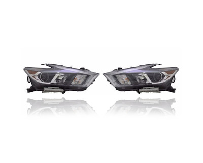 Headlight Assembly - Compatible/Replacement for '16-18 Nissan Maxima S/SV/SL - Halogen - Pair, Left Driver + Right Passenger Set - 260104RF9B, 260604RF9B - CAPA Headlight Assembly - Compatible/Replacement for '16-18 Nissan Maxima S/SV/SL - Halogen - Pair, Left Driver + Right Passenger Set - 260104RF9B, 260604RF9B - CAPA