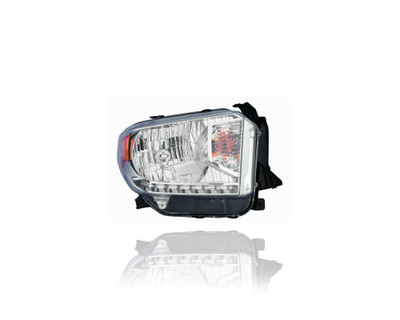 Headlight Assembly - Compatible/Replacement for '14-17 Toyota Tundra SR/SR5/Limited - Halogen Chrome Bezel With Level Adjust, Without LED Daytime Running Light - Right Hand - Passenger - 811100C091