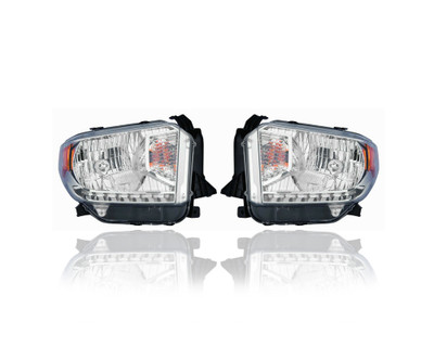 Headlight Assembly - Compatible/Replacement for '14-17 Toyota Tundra SR/SR5/Limited - Halogen Chrome Bezel With Level Adjust, Without LED Daytime Running Light - Pair - 811100C091, 811500C091 - CAPA Headlight Assembly - Compatible/Replacement for '14-17 Toyota Tundra SR/SR5/Limited - Halogen Chrome Bezel With Level Adjust, Without LED Daytime Running Light - Pair - 811100C091, 811500C091 - CAPA