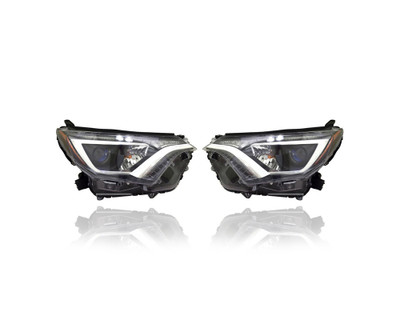 Headlight Assembly - Compatible/Replacement for '16-18 Toyota RAV4/Hybrid LE/XLE (North American Built) - Halogen Chrome Bezel - Pair, Left Driver + Right Passenger Set - 811100R080, 811500R080 Headlight Assembly - Compatible/Replacement for '16-18 Toyota RAV4/Hybrid LE/XLE (North American Built) - Halogen Chrome Bezel - Pair, Left Driver + Right Passenger Set - 811100R080, 811500R080