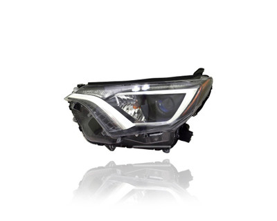 Headlight Assembly - Compatible/Replacement for '16-18 Toyota RAV4/Hybrid LE/XLE (North American Built) - Halogen Chrome Bezel - Left Hand - Driver - 811500R080