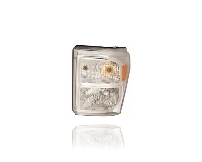 Headlight - Compatible/Replacement for '11-16 Ford F-250/350 Super Duty - With Chrome Housing - Pair, Left Driver + Right Passenger Set - BC3Z13008F