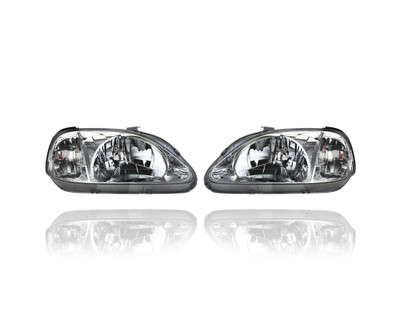 Headlight - Compatible/Replacement for '99-00 Honda Civic - With Corner Lamp - Pair, Left Driver + Right Passenger Set - 33101S01A02, 33151S01A02 CAPA Headlight - Compatible/Replacement for '99-00 Honda Civic - With Corner Lamp - Pair, Left Driver + Right Passenger Set - 33101S01A02, 33151S01A02 CAPA