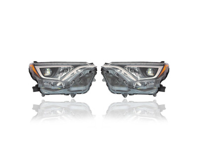 Headlight - Compatible/Replacement for '16-18 Toyota RAV4/Hybrid SE/Limited/Platinum - LED Projector Beam, Chrome Bezel - Pair, Left Driver + Right Passenger Set - 8114542670, 8118542670 CAPA