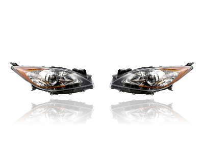 Headlight - Compatible/Replacement for '10-13 Mazda Mazda3 Sedan/Hatchback i-SV/i-Sport/i-Touring/S-Sport - Halogen With Chrome-Ring - Pair, Left Driver Right Passenger Set BBM4510K0K, BBM4510L0K CAPA Headlight - Compatible/Replacement for '10-13 Mazda Mazda3 Sedan/Hatchback i-SV/i-Sport/i-Touring/S-Sport - Halogen With Chrome-Ring - Pair, Left Driver Right Passenger Set BBM4510K0K, BBM4510L0K CAPA
