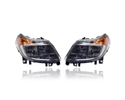 Headlight Assembly - Compatible/Replacement for '14-20 RAM ProMaster Cargo Van - Without Daytime-Running-Lamp - Pair, Left Driver + Right Passenger Set - 4725944AJ, 4725945AJ CAPA