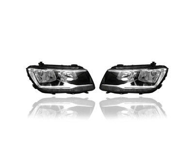 Headlight Assembly - Compatible/Replacement for '18-21 VW Volkswagen Tiguan S/SE/SEL/SEL R-Line/Jet-Black-Only - Halogen With LED Daytime Running Light - Pair, Left + Right Set - 5NL941006, 5NL941005