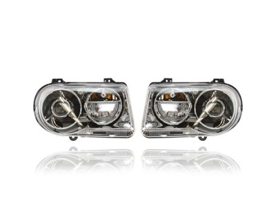 Headlight Assembly - Compatible/Replacement for '05-10 Chrysler 300, 08-10 300-Limited/3.5L - Projector Halogen - Pair, Left Driver + Right Passenger Set - 57010862AA, 57010863AA CAPA
