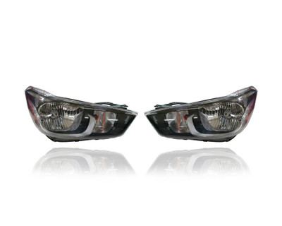 Headlight Assembly - Compatible/Replacement for '16-20 Chevrolet Spark LS/LT, 19-21 Spark-Active Model - Without Logo - Pair, Left Driver + Right Passenger Set - 42564395, 42564394