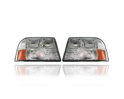 Headlight Assembly - Compatible/Replacement for '98-04 GMC Sonoma Jimmy Bravada - Composite-Type, Without Fog Lamp - Pair, Left Driver + Right Passenger Set - 16526228, 16526227