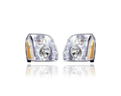 Headlight Assembly - Compatible/Replacement for '07-14 GMC Yukon Denali/XL/Hybrid - Pair, Left Driver + Right Passenger Set - 20969897, 15861027