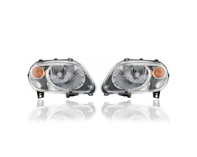 Headlight Assembly - Compatible/Replacement for '06-11 Chevrolet HHR - Chrome Interior Bezel - Pair, Left Driver + Right Passenger Set - 15827442, 15827441