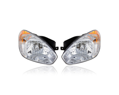 Headlight Assembly - Compatible/Replacement for '07-11 Hyundai Accent Sedan, 07-11 Hatchback - Pair, Left Driver + Right Passenger Set - 921021E011, 921011E011 Headlight Assembly - Compatible/Replacement for '07-11 Hyundai Accent Sedan, 07-11 Hatchback - Pair, Left Driver + Right Passenger Set - 921021E011, 921011E011