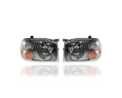 Headlight Assembly - Compatible/Replacement for '01-04 Nissan Frontier SE/SC/SVE - With Black Chrome - Pair, Left Driver + Right Passenger Set - 260108Z326, 260608Z326 Headlight Assembly - Compatible/Replacement for '01-04 Nissan Frontier SE/SC/SVE - With Black Chrome - Pair, Left Driver + Right Passenger Set - 260108Z326, 260608Z326