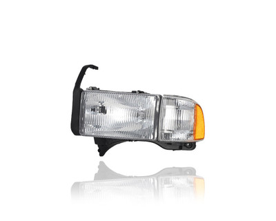 Headlight Assembly - Compatible/Replacement for '94-02 Dodge Pickup - With Parking Signal Corner Lamp & Brackets - Left Hand - Driver - 55076749AD CAPA