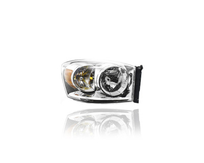 Headlight Assembly - Compatible/Replacement for '07-09 Dodge RAM Pickup - Chrome Interior - Right Hand - Passenger - 68003124AD