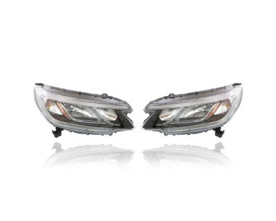 Headlight Assembly - Compatible/Replacement for '15-16 Honda CR-V EX/EXL - Halogen With LED Daytime Running Light - Pair, Left Driver + Right Passenger Set - 33100T1WA01, 33150T1WA01 CAPA Headlight Assembly - Compatible/Replacement for '15-16 Honda CR-V EX/EXL - Halogen With LED Daytime Running Light - Pair, Left Driver + Right Passenger Set - 33100T1WA01, 33150T1WA01 CAPA