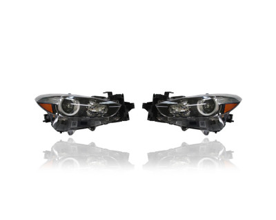 Headlight Assembly - Compatible/Replacement for '17-18 Mazda Mazda3 Sedan/Hatchback Sport/Touring, 17-17 Grand Touring - Halogen - Pair, Left Driver + Right Passenger Set - BABF510K0D, BABF510L0D