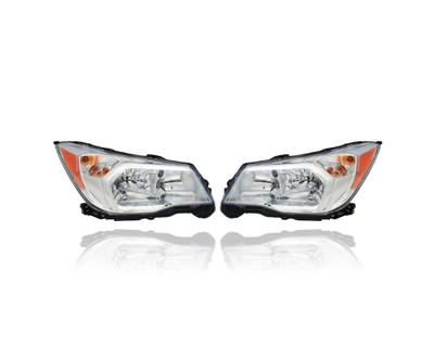 Headlight Assembly - Compatible/Replacement for '14-16 Subaru Forester 2.5L - With Chrome Bezel - Pair, Left Driver + Right Passenger Set - 84001SG081, 84001SG091 CAPA