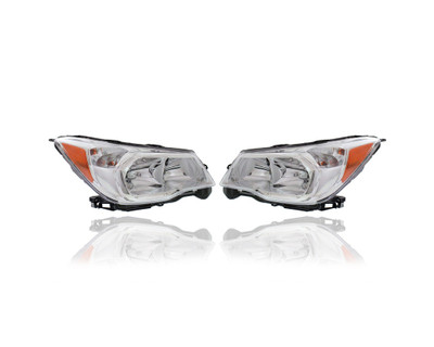Headlight Assembly - Compatible/Replacement for '14-16 Subaru Forester 2.5L - With Chrome Bezel - Pair, Left Driver + Right Passenger Set - 84001SG081, 84001SG091