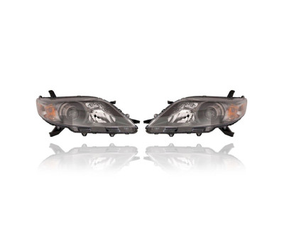 Headlight Assembly - Compatible/Replacement for '11-14 Toyota Sienna SE-Only - Halogen With Smoked Sport Trim - Pair, Left Driver + Right Passenger Set - 8111008052, 8115008052