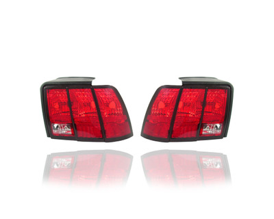 Tail Light - Compatible/Replacement for '99-04 Ford Mustang Without Cobra - Pair, Left Driver + Right Passenger Set - 3R3Z13404AA, 3R3Z13405AA