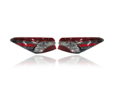 Tail Light Assembly - Compatible/Replacement for '18-20 Toyota Camry XSE (North American Built) - Outer On Body, LED Smoke Tint Lens - Pair, Left Driver Right Passenger Set 8155006850, 8156006850 CAPA