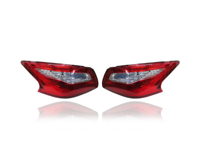 Tail Light Assembly - Compatible/Replacement for '18-18 Nissan Altima Sedan S/SV/SL - Outer On Body, Standard Red Lens - Pair, Left Driver + Right Passenger Set - 265509HU0A, 265559HU0A CAPA
