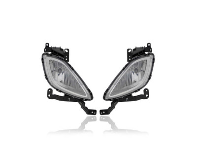 Fog Light Assembly - Compatible/Replacement for '11-13 Hyundai Elantra Sedan GLS/Limited (Korea Built) - Pair, Left Driver + Right Passenger Set - 922023X020, 922013X020 - CAPA