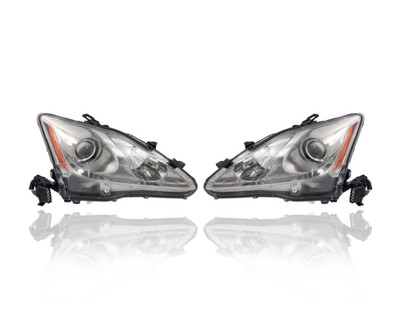 Headlight - Compatible/Replacement for '09-10 Lexus IS250/350 - HID - Pair, Left Driver + Right Passenger Set - 8114053390, 8107053390