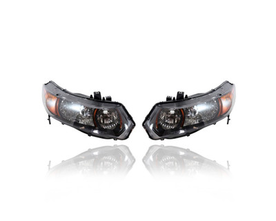 Headlight - Compatible/Replacement for '06-08 Honda Civic Coupe SI/2.0L-Only - Halogen Amber Trim Bezel - Pair, Left Driver + Right Passenger Set - 33101SVBA02, 33151SVBA01 Headlight - Compatible/Replacement for '06-08 Honda Civic Coupe SI/2.0L-Only - Halogen Amber Trim Bezel - Pair, Left Driver + Right Passenger Set - 33101SVBA02, 33151SVBA01
