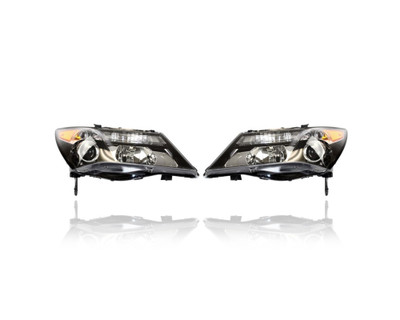 Headlight - Compatible/Replacement for '10-13 Acura MDX Base/Tech Package - HID With Black-Leather Interior Seats - Pair, Left Driver + Right Passenger Set - 33101STXA21, 33151STXA21