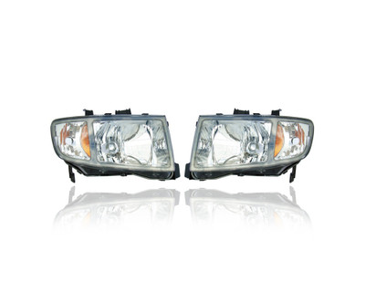 Headlight - Compatible/Replacement for '06-08 Honda Ridgeline - Pair, Left Driver + Right Passenger Set - 33101SJCA02, 33151SJCA02 - CAPA