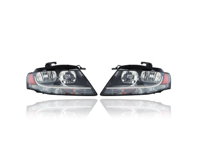 Headlight Assembly - Compatible/Replacement for '09-12 Audi A4/S4 Sedan/Wagon - Halogen - Pair, Left Driver + Right Passenger Set - 8K0941030AH, 8K0941029AH Headlight Assembly - Compatible/Replacement for '09-12 Audi A4/S4 Sedan/Wagon - Halogen - Pair, Left Driver + Right Passenger Set - 8K0941030AH, 8K0941029AH