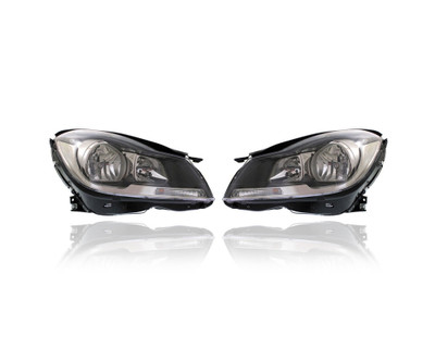 Headlight Assembly - Compatible/Replacement for '12-15 Mercedes-Benz C-Class Coupe - Halogen-Only - Pair, Left Driver + Right Passenger Set - 204820003980, 204820995980 Headlight Assembly - Compatible/Replacement for '12-15 Mercedes-Benz C-Class Coupe - Halogen-Only - Pair, Left Driver + Right Passenger Set - 204820003980, 204820995980