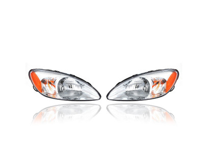 Headlight Assembly - Compatible/Replacement for '00-07 Ford Taurus (Exclude Centennial Edition) - Chrome Bezel - Pair, Left Driver + Right Passenger Set - 1F1Z13008AA, 1F1Z13008AB