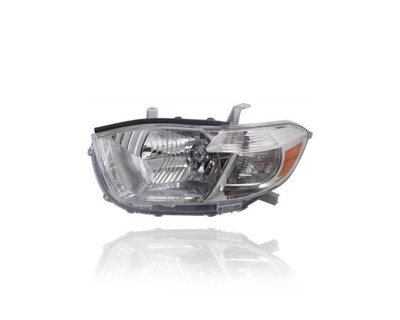 Headlight Assembly - Compatible/Replacement for '08-10 Toyota Highlander Base/SE/Limited (USA Built) - White Chrome Bezel - Left Hand - Driver - 811500E110