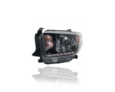 Headlight Assembly - Compatible/Replacement for '18-21 Toyota Tundra SR/SR5 - Halogen Without LED Daytime Running Light, Black Interior Bezel - Left Hand - Driver - 811500C130 - CAPA