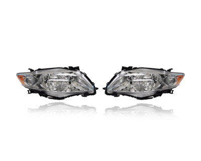 Headlight For 09-10 Toyota Corolla (Japan-Built) Base/LE - CAPA - Pair, Left Driver + Right Passenger Set - 8113012C20, 8117012C20
