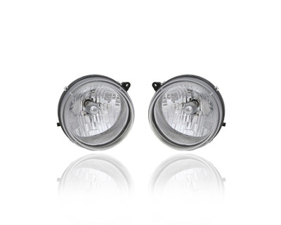 Headlight Assembly - Compatible/Replacement for '02-04 Jeep Liberty - Pair, Left Driver + Right Passenger Set - 55155808AB, 55155809AB