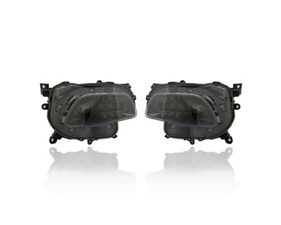 Headlight Assembly - Compatible/Replacement for '16-18 Jeep Cherokee, 17-18 Cherokee Trailhawk - Halogen With Black Trim - Pair, Left Driver + Right Passenger Set - 68292992AB, 68292993AB Headlight Assembly - Compatible/Replacement for '16-18 Jeep Cherokee, 17-18 Cherokee Trailhawk - Halogen With Black Trim - Pair, Left Driver + Right Passenger Set - 68292992AB, 68292993AB