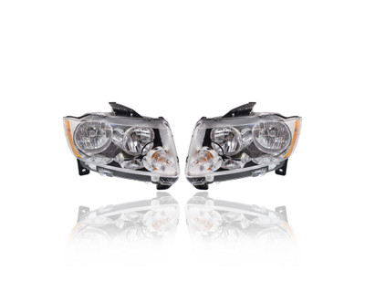 Headlight Assembly - Compatible/Replacement for '11-13 Jeep Grand Cherokee Laredo-Only - Halogen - Pair, Left Driver + Right Passenger Set - 55079378AF, 55079379AF Headlight Assembly - Compatible/Replacement for '11-13 Jeep Grand Cherokee Laredo-Only - Halogen - Pair, Left Driver + Right Passenger Set - 55079378AF, 55079379AF